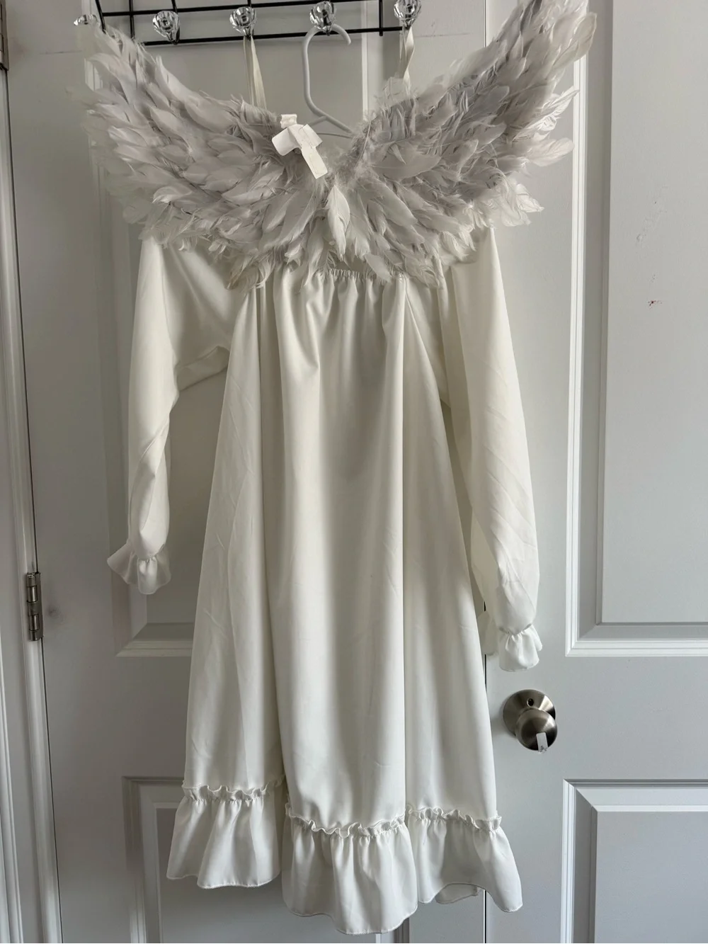 Cream Angel Girl's Costume Dress with Feather Wings